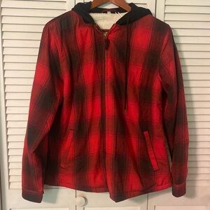Red Plaid fleece lined jacket size L
